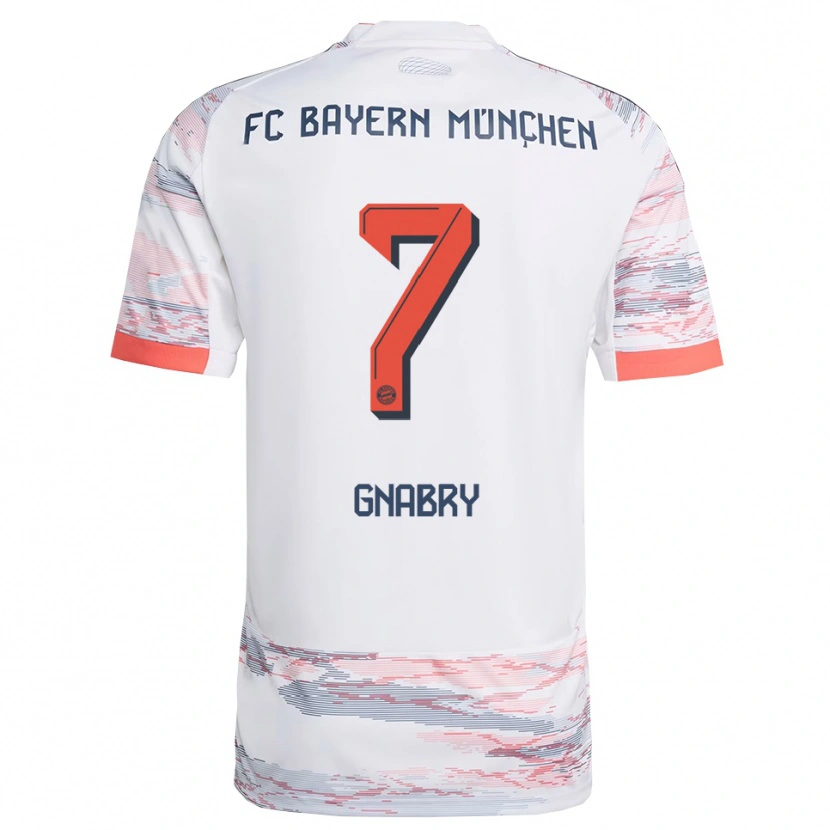Danxen Dame Serge Gnabry #7 Hvit Grå Bortetrøye Drakt Trøye 2025/26 Skjorter T-Skjorte