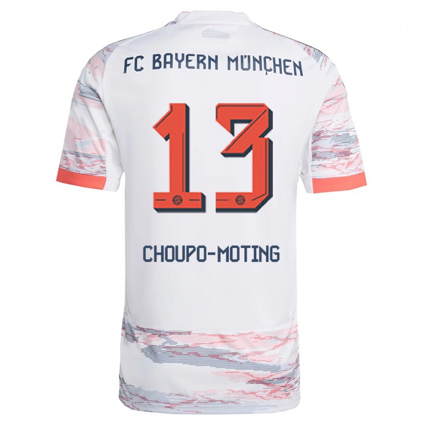 Danxen Dame Eric Maxim Choupo-Moting #13 Hvit Grå Bortetrøye Drakt Trøye 2025/26 Skjorter T-Skjorte