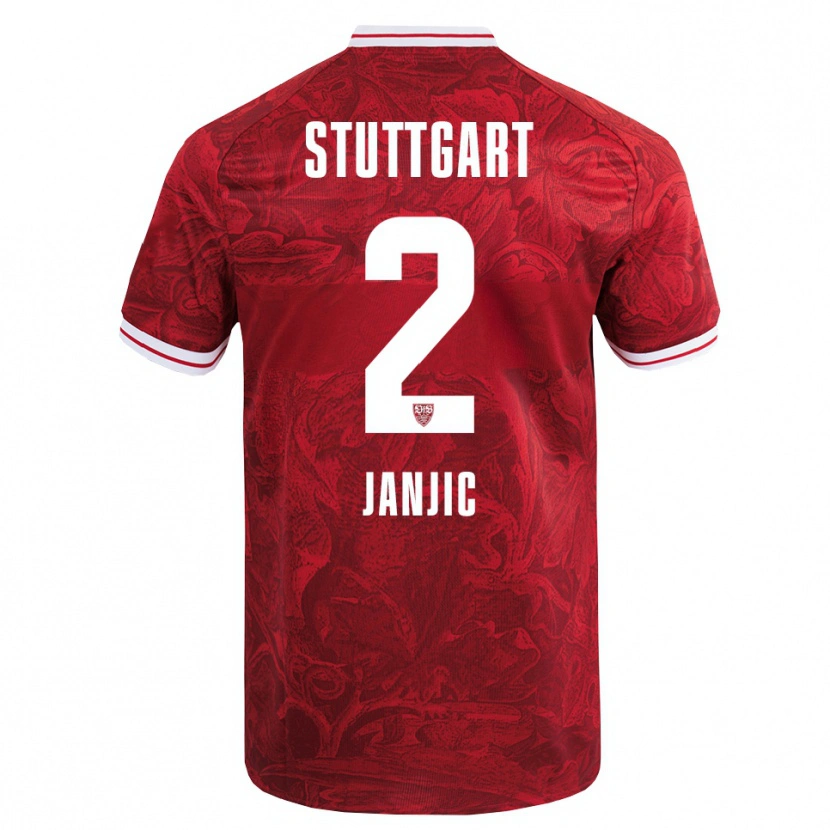 Danxen Dame Antonijo Janjic #2 Rød Svart Bortetrøye Drakt Trøye 2025/26 Skjorter T-Skjorte