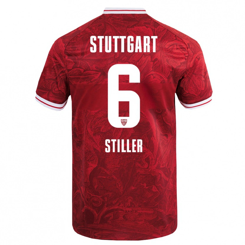 Danxen Dame Angelo Stiller #6 Rød Svart Bortetrøye Drakt Trøye 2025/26 Skjorter T-Skjorte