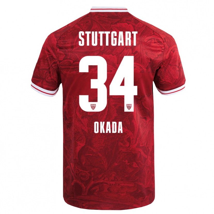 Danxen Dame Rei Okada #34 Rød Svart Bortetrøye Drakt Trøye 2025/26 Skjorter T-Skjorte