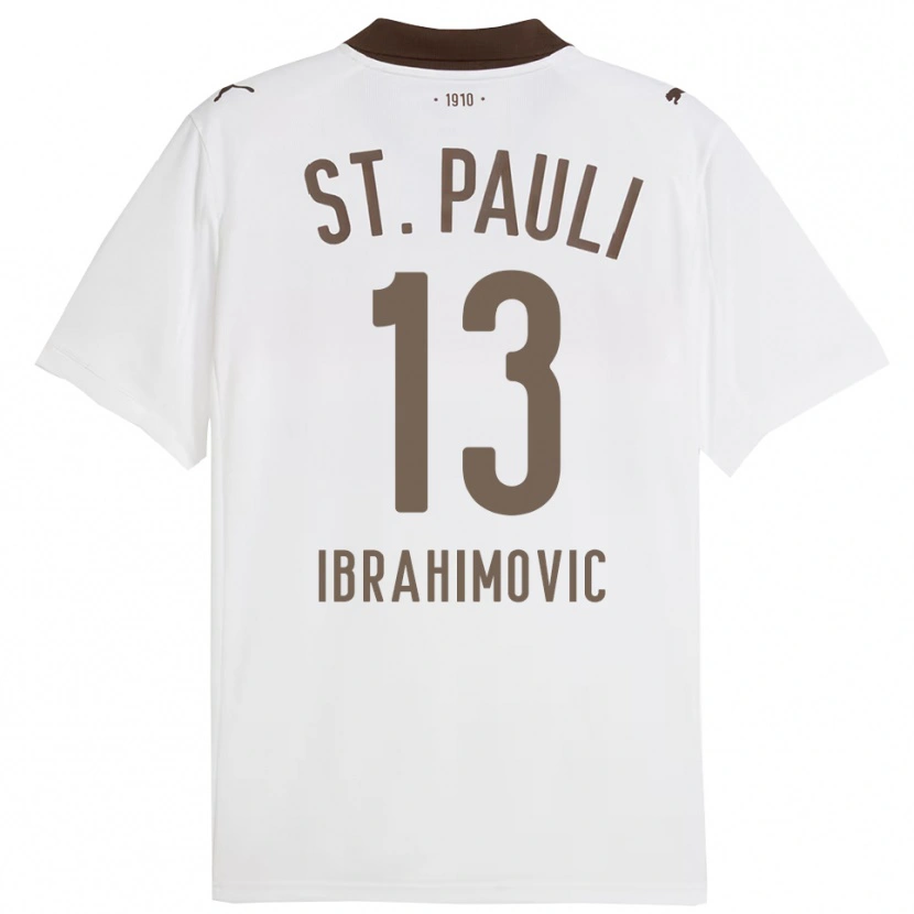 Danxen Dame Ajdin Ibrahimovic #13 Hvit Rød Bortetrøye Drakt Trøye 2025/26 Skjorter T-Skjorte