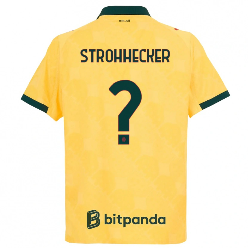 Danxen Dame Riccardo Strohhecker #0 Gul Svart Tredje Sett Drakt Trøye 2025/26 Skjorter T-Skjorte