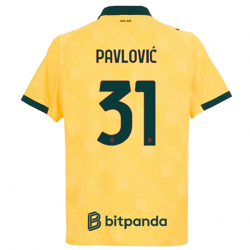 Danxen Dame Strahinja Pavlović #31 Gul Svart Tredje Sett Drakt Trøye 2025/26 Skjorter T-Skjorte