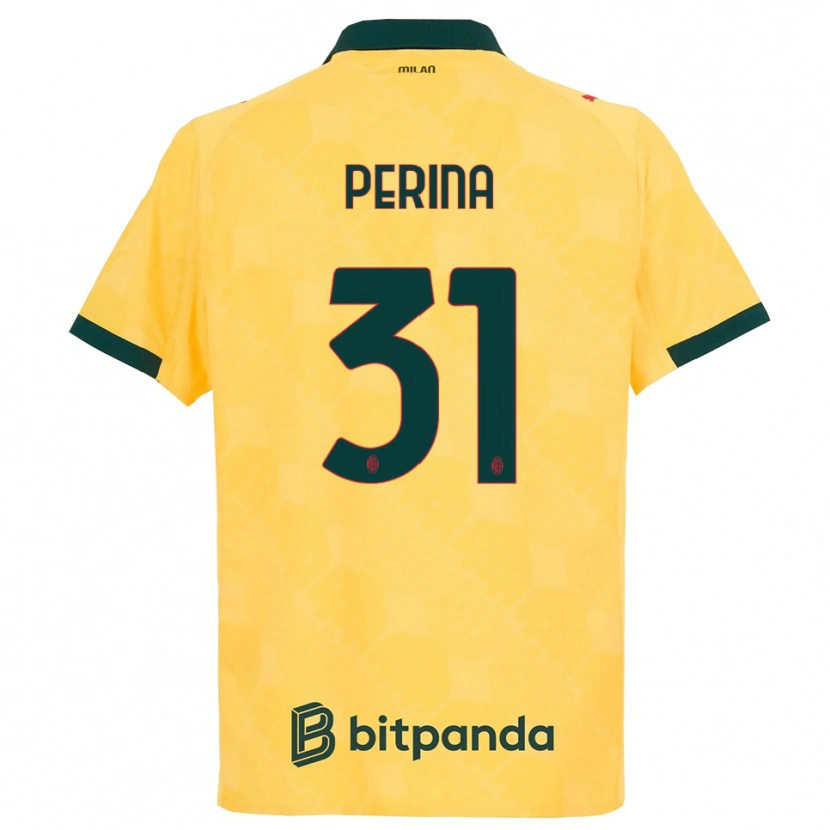 Danxen Dame Gioele Perina #31 Gul Svart Tredje Sett Drakt Trøye 2025/26 Skjorter T-Skjorte
