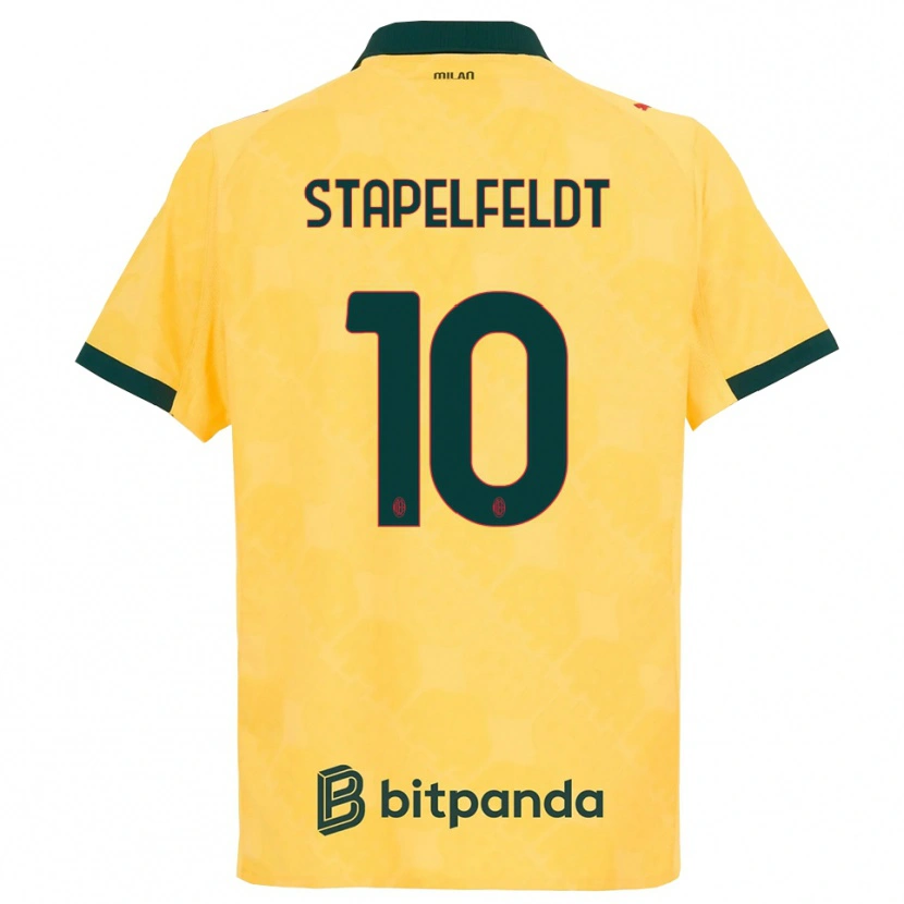Danxen Dame Nina Stapelfeldt #10 Gul Svart Tredje Sett Drakt Trøye 2025/26 Skjorter T-Skjorte