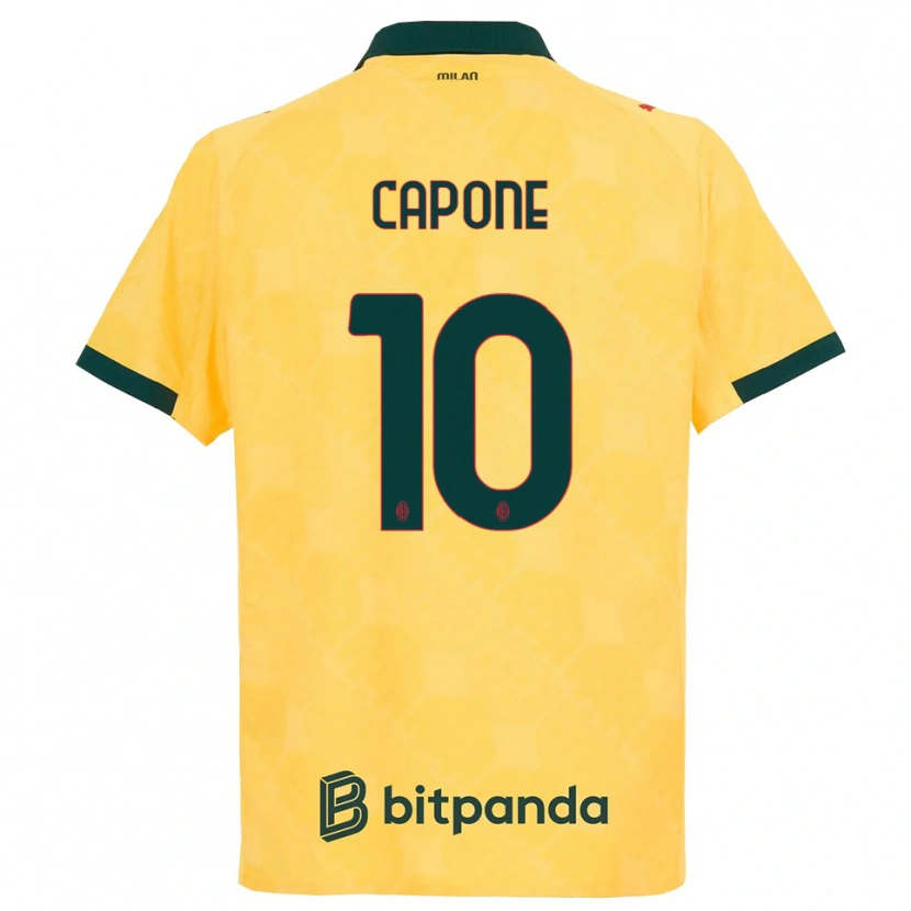 Danxen Dame Andrea Capone #10 Gul Svart Tredje Sett Drakt Trøye 2025/26 Skjorter T-Skjorte