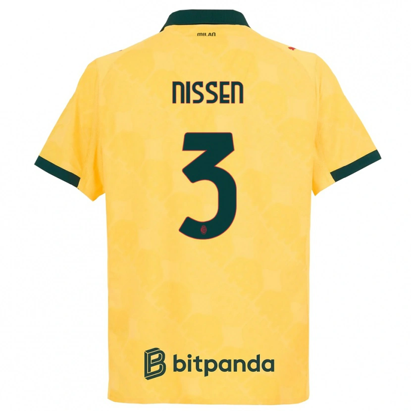 Danxen Dame Fredrik Nissen #3 Gul Svart Tredje Sett Drakt Trøye 2025/26 Skjorter T-Skjorte