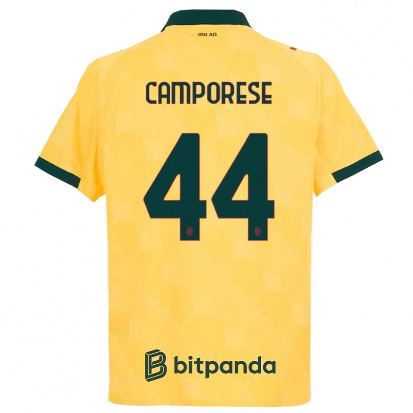 Danxen Dame Michele Camporese #44 Gul Svart Tredje Sett Drakt Trøye 2025/26 Skjorter T-Skjorte
