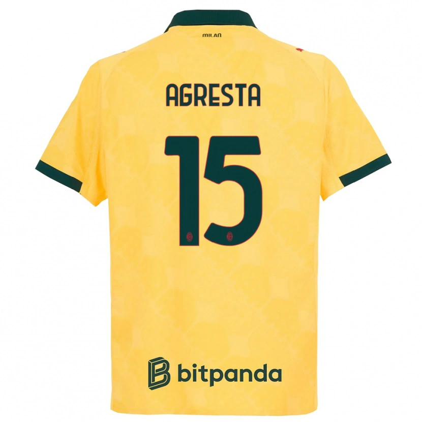 Danxen Dame Stefano Agresta #15 Gul Svart Tredje Sett Drakt Trøye 2025/26 Skjorter T-Skjorte