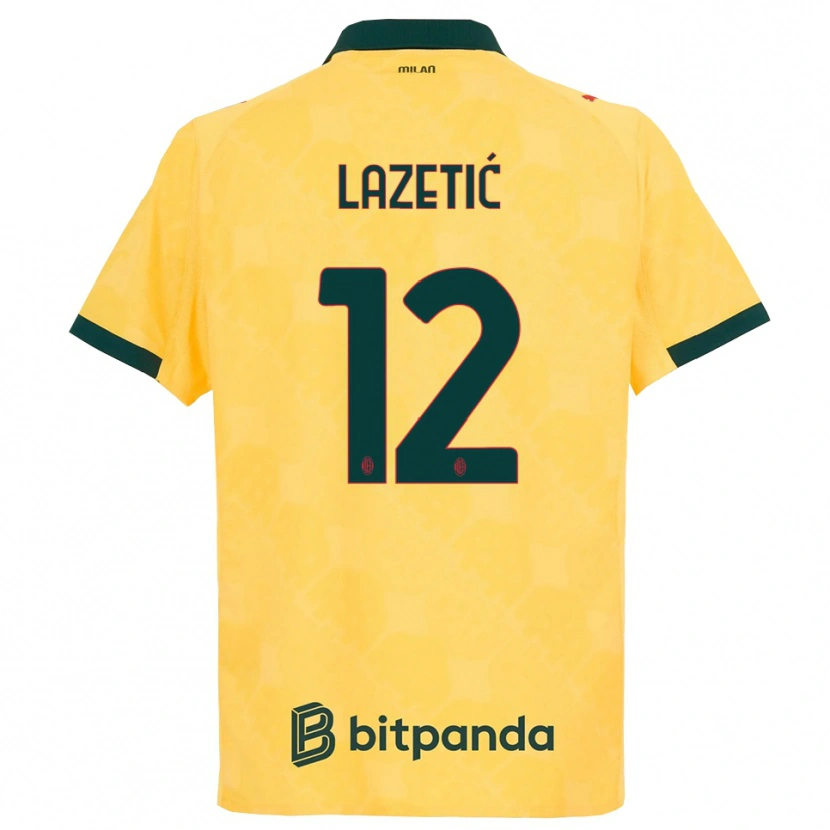 Danxen Dame Marko Lazetić #12 Gul Svart Tredje Sett Drakt Trøye 2025/26 Skjorter T-Skjorte