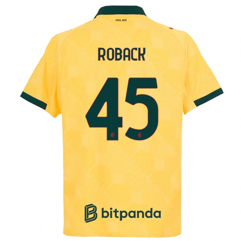 Danxen Dame Emil Roback #45 Gul Svart Tredje Sett Drakt Trøye 2025/26 Skjorter T-Skjorte
