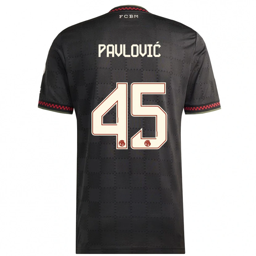 Danxen Dame Aleksandar Pavlovic #45 Svart Hvit Tredje Sett Drakt Trøye 2025/26 Skjorter T-Skjorte