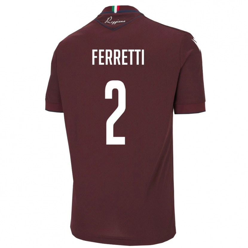 Danxen Barn Nicolò Ferretti #2 Burgund Hvit Hjemmetrøye Drakt Trøye 2025/26 Skjorter T-Skjorte