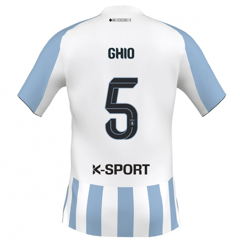 Danxen Barn Umberto Ghio #5 Hvit Himmelblå Hjemmetrøye Drakt Trøye 2025/26 Skjorter T-Skjorte