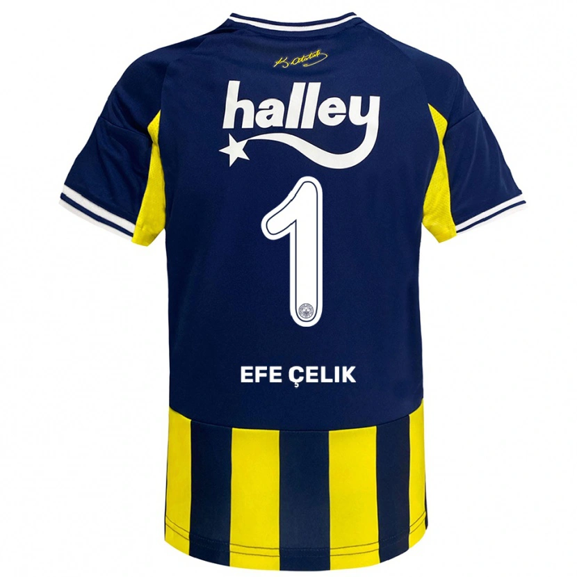 Danxen Barn Mehmet Efe Çelik #1 Gul Marineblå Hvit Hjemmetrøye Drakt Trøye 2025/26 Skjorter T-Skjorte