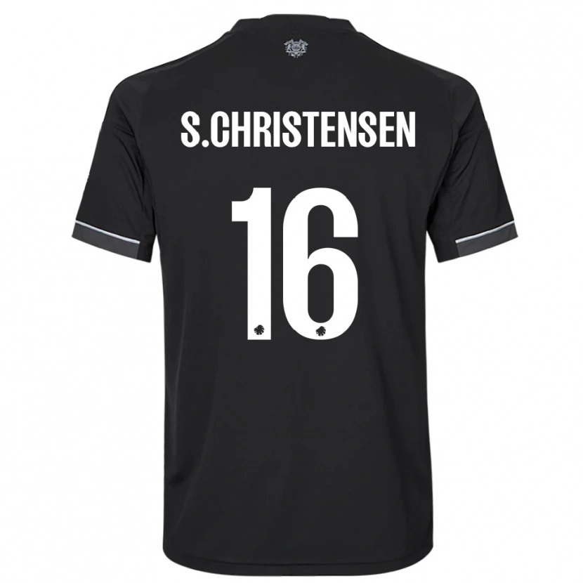 Danxen Barn Sebastian Christensen #16 Svart Hvit Bortetrøye Drakt Trøye 2025/26 Skjorter T-Skjorte