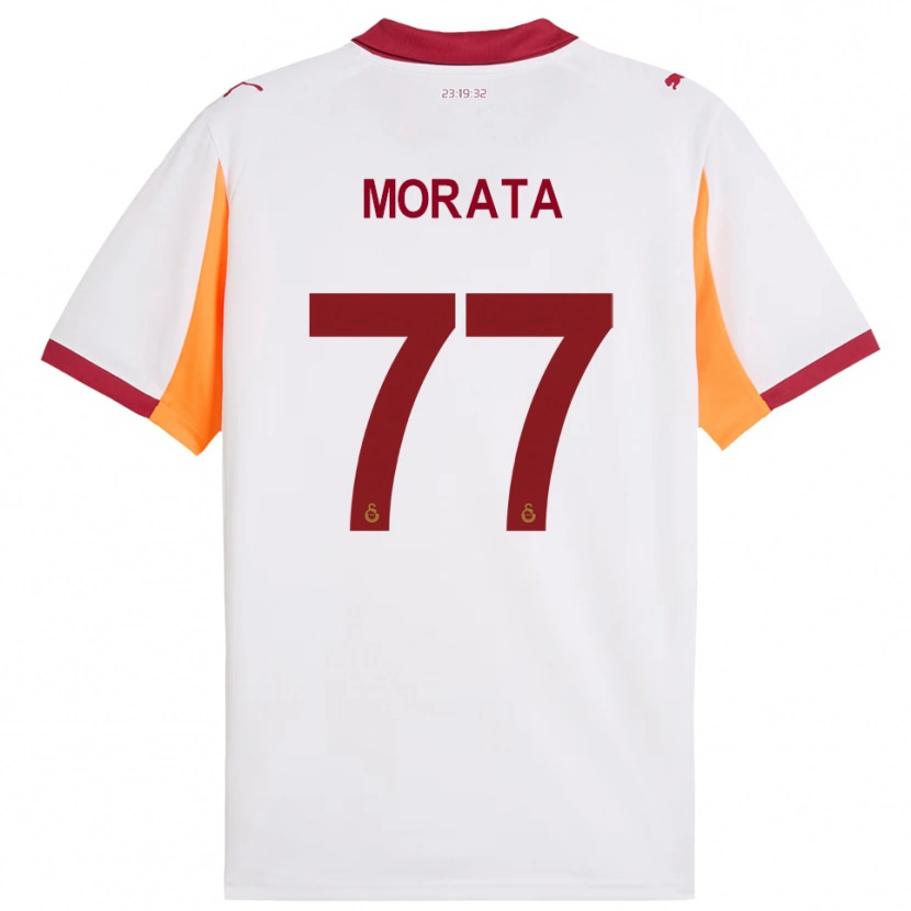 Danxen Barn Álvaro Morata #77 Hvit Rød Bortetrøye Drakt Trøye 2025/26 Skjorter T-Skjorte