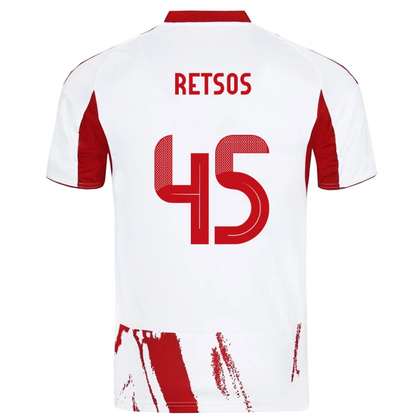 Danxen Barn Panagiotis Retsos #45 Hvit Rød Bortetrøye Drakt Trøye 2025/26 Skjorter T-Skjorte