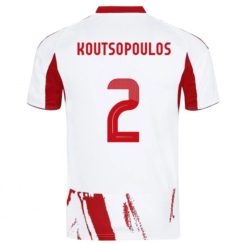 Danxen Barn Georgios Koutsopoulos #2 Hvit Rød Bortetrøye Drakt Trøye 2025/26 Skjorter T-Skjorte