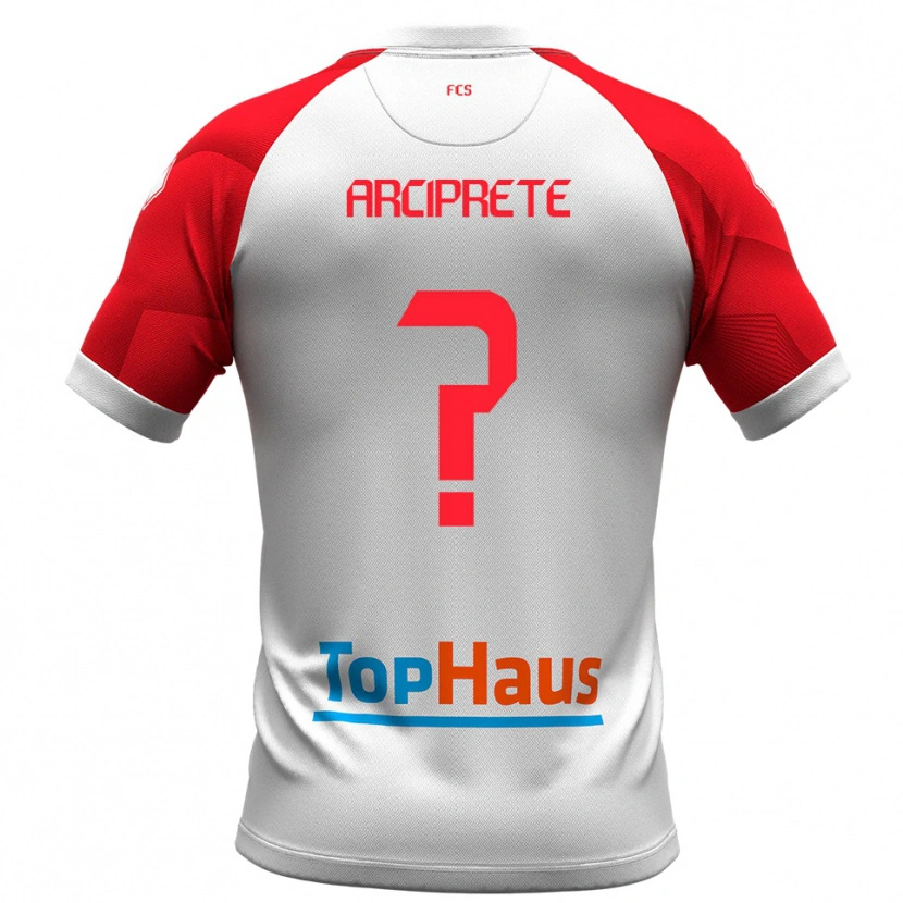 Danxen Mann Valerio Arciprete #0 Hvit Rød Hjemmetrøye Drakt Trøye 2025/26 Skjorter T-Skjorte