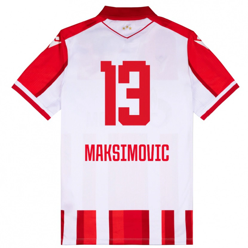 Danxen Mann Filip Maksimovic #13 Rød Hvit Hjemmetrøye Drakt Trøye 2025/26 Skjorter T-Skjorte