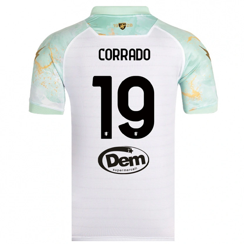 Danxen Mann Niccolò Corrado #19 Hvit Svart Bortetrøye Drakt Trøye 2025/26 Skjorter T-Skjorte