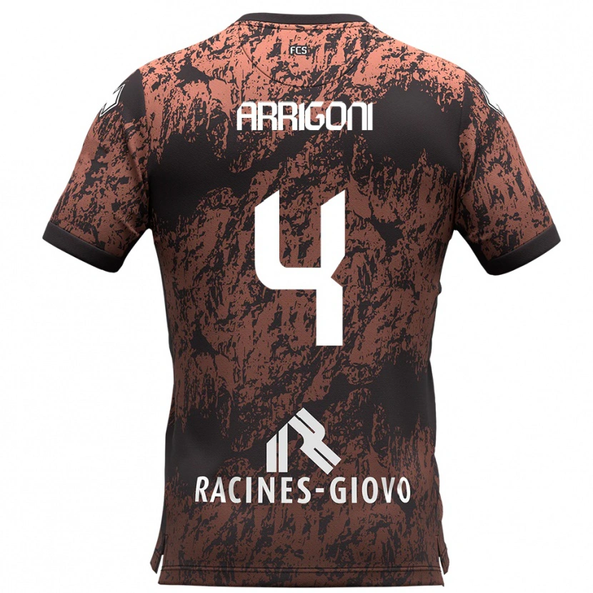 Danxen Mann Tommaso Arrigoni #4 Brun Svart Bortetrøye Drakt Trøye 2025/26 Skjorter T-Skjorte