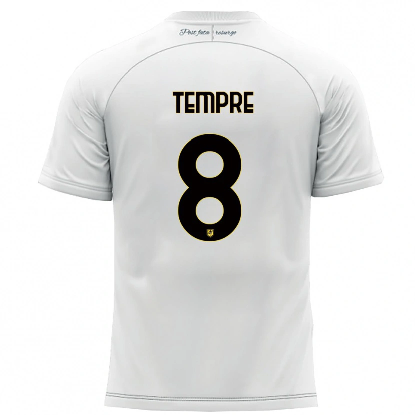 Danxen Mann Domenico Tempre #8 Hvit Gul Bortetrøye Drakt Trøye 2025/26 Skjorter T-Skjorte