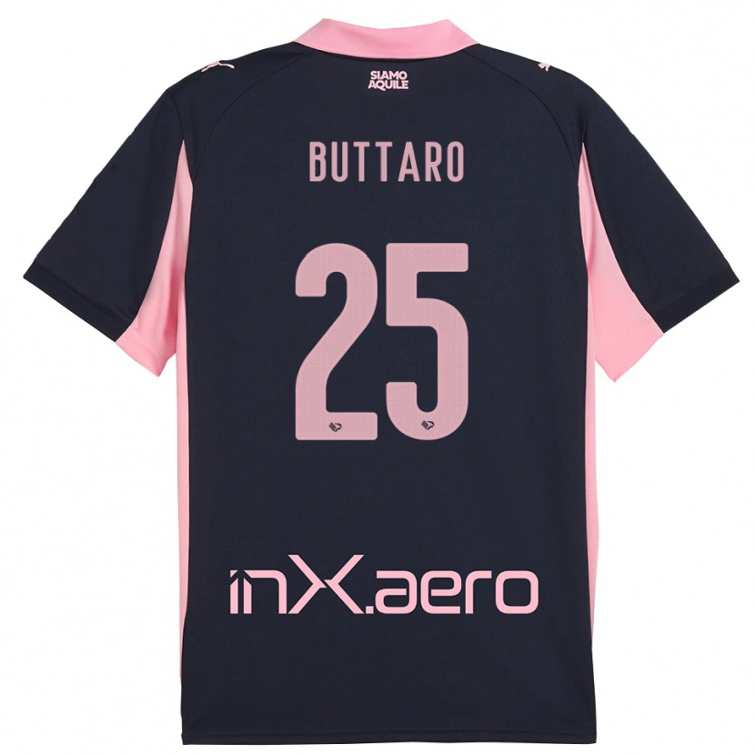 Danxen Mann Alessio Buttaro #25 Marineblå Rosa Bortetrøye Drakt Trøye 2025/26 Skjorter T-Skjorte