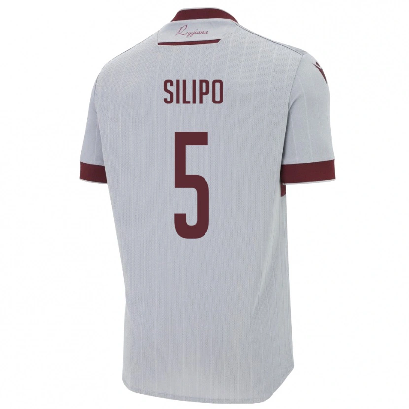 Danxen Mann Alessandro Silipo #5 Burgund Hvit Bortetrøye Drakt Trøye 2025/26 Skjorter T-Skjorte