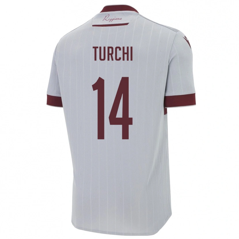 Danxen Mann Nicolò Turchi #14 Burgund Hvit Bortetrøye Drakt Trøye 2025/26 Skjorter T-Skjorte
