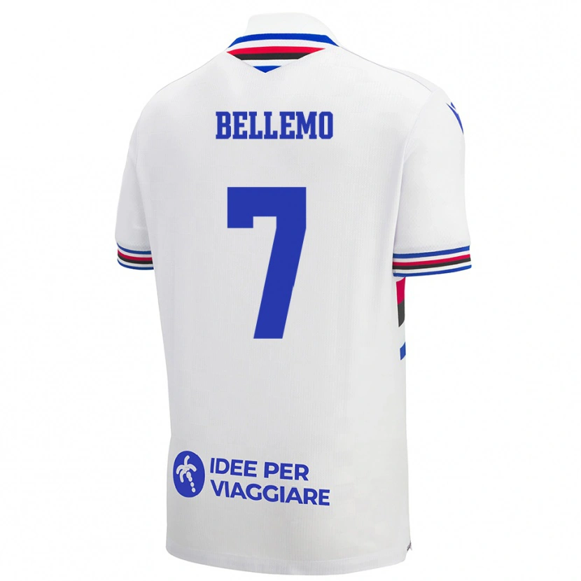 Danxen Mann Alessandro Bellemo #7 Hvit Blå Rød Bortetrøye Drakt Trøye 2025/26 Skjorter T-Skjorte