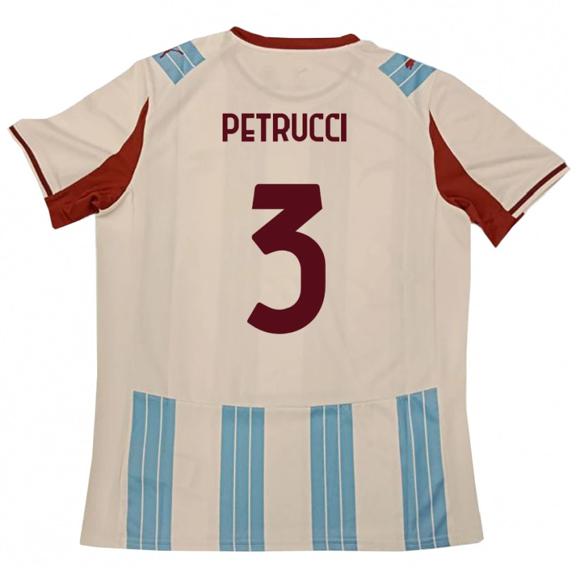 Danxen Mann Francesco Petrucci #3 Lyseblå Hvit Bortetrøye Drakt Trøye 2025/26 Skjorter T-Skjorte