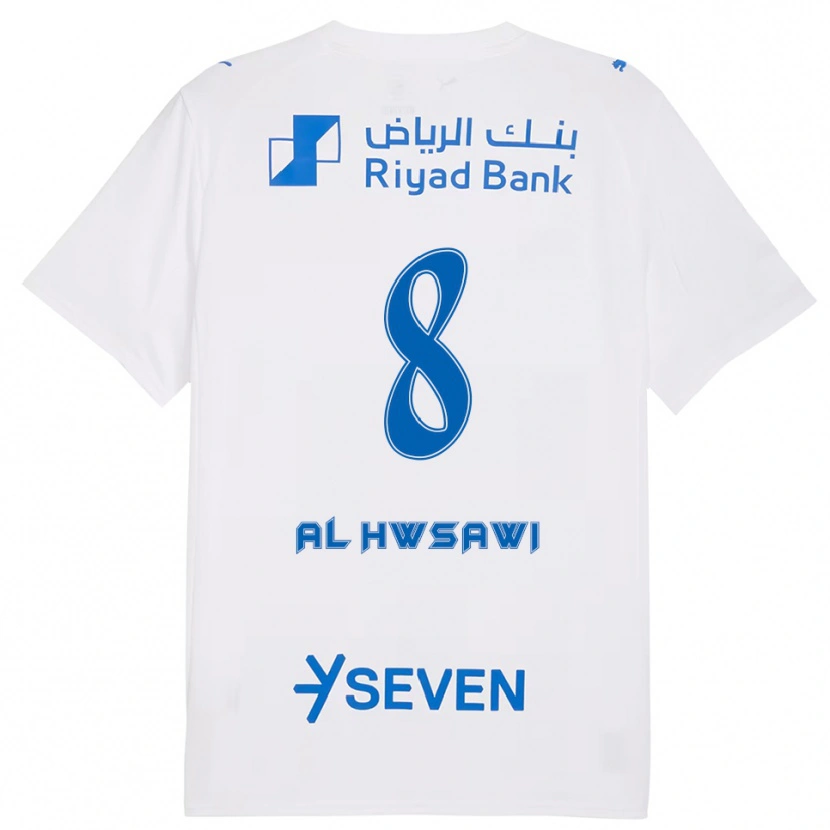 Danxen Mann Al Bandari Al-Hwsawi #8 Hvit Blå Bortetrøye Drakt Trøye 2025/26 Skjorter T-Skjorte