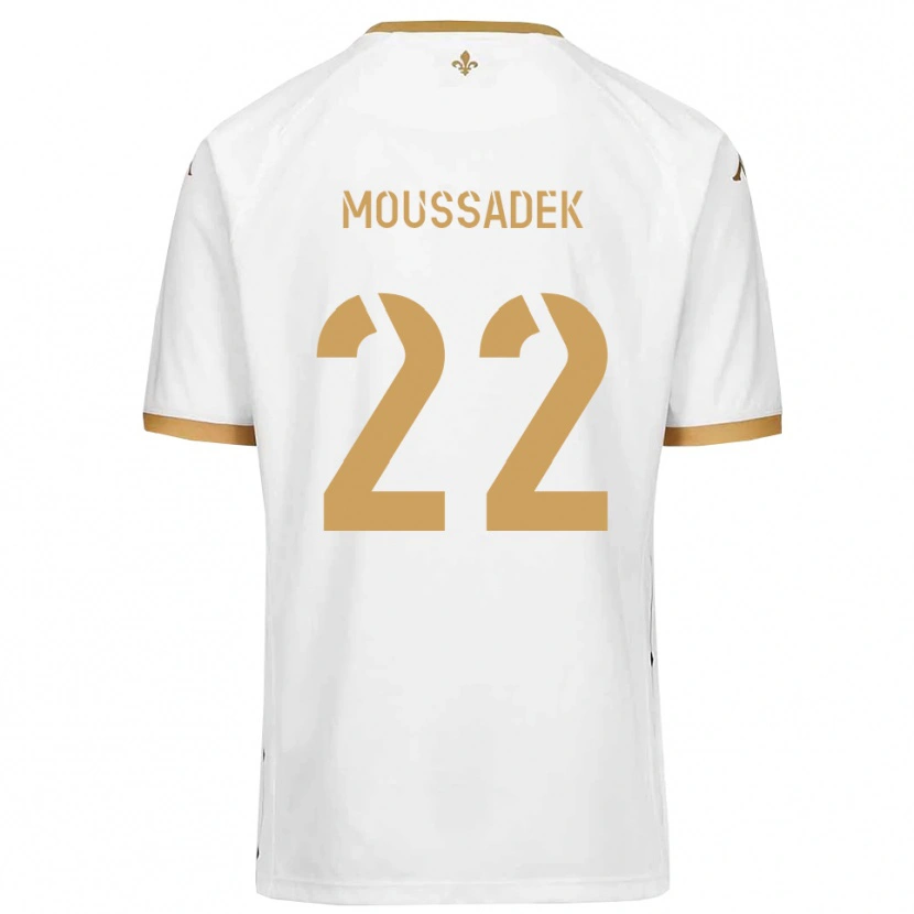 Danxen Mann Djamal Moussadek #22 Hvit Gull Bortetrøye Drakt Trøye 2025/26 Skjorter T-Skjorte