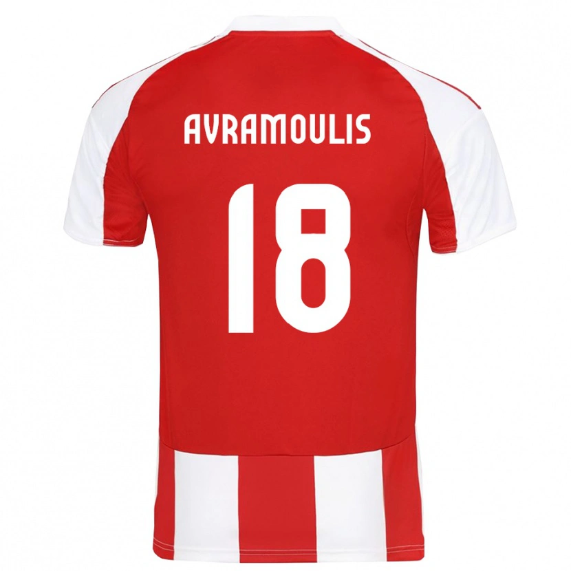 Danxen Dame Nikolaos Avramoulis #18 Rød Hvit Hjemmetrøye Drakt Trøye 2025/26 Skjorter T-Skjorte