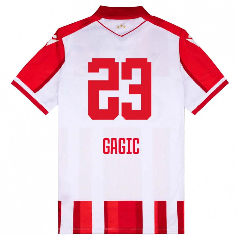 Danxen Dame Matija Gagic #23 Rød Hvit Hjemmetrøye Drakt Trøye 2025/26 Skjorter T-Skjorte