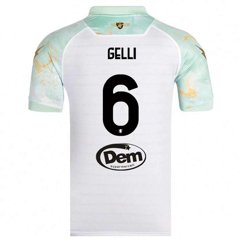 Danxen Dame Jacopo Gelli #6 Hvit Svart Bortetrøye Drakt Trøye 2025/26 Skjorter T-Skjorte