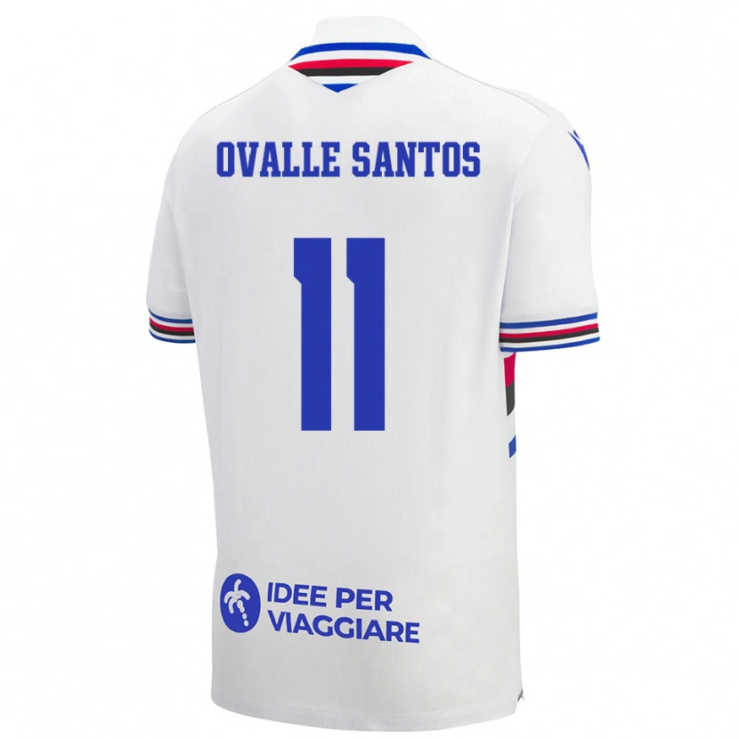 Danxen Dame Alessandro Ovalle Santos #11 Hvit Blå Rød Bortetrøye Drakt Trøye 2025/26 Skjorter T-Skjorte