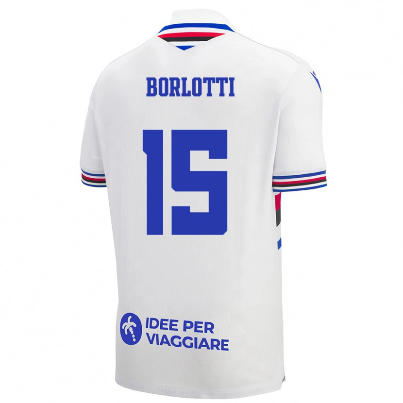 Danxen Dame Lorenzo Borlotti #15 Hvit Blå Rød Bortetrøye Drakt Trøye 2025/26 Skjorter T-Skjorte