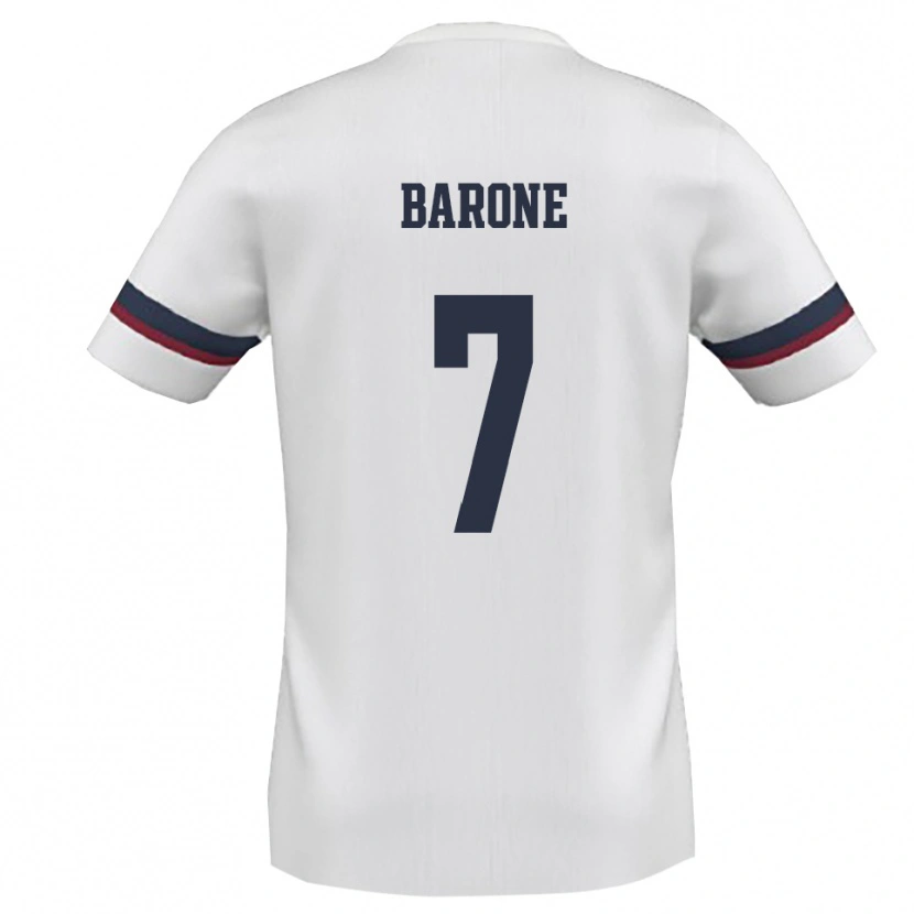Danxen Dame Antonio Barone #7 Hvit Rød Bortetrøye Drakt Trøye 2025/26 Skjorter T-Skjorte