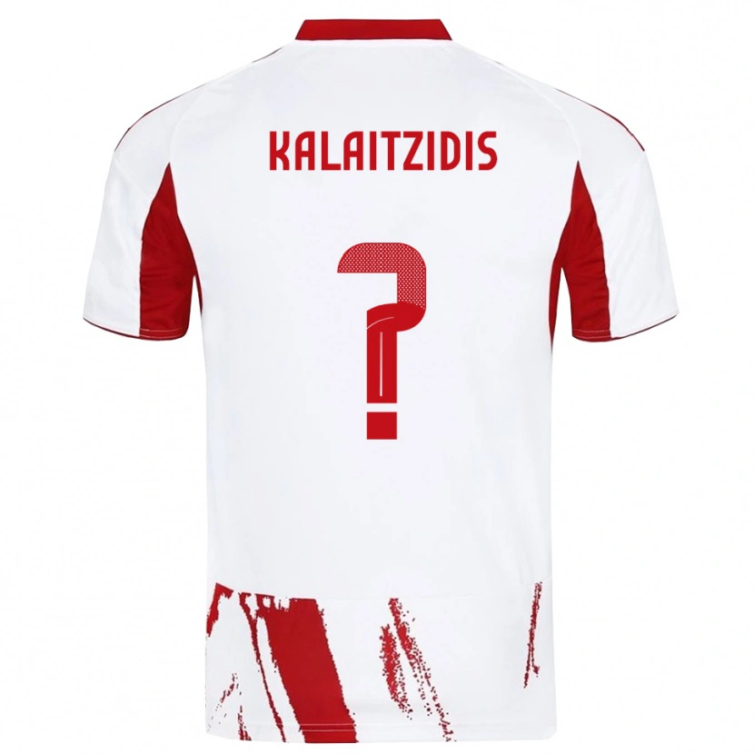 Danxen Dame Nikolaos Kalaitzidis #0 Hvit Rød Bortetrøye Drakt Trøye 2025/26 Skjorter T-Skjorte