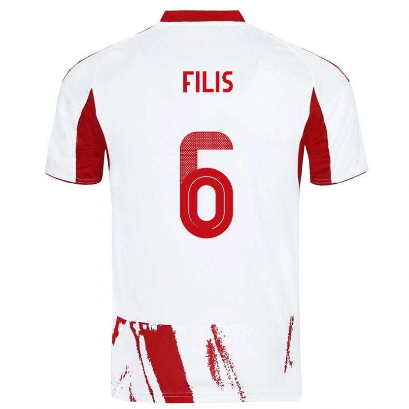 Danxen Dame Christos Filis #6 Hvit Rød Bortetrøye Drakt Trøye 2025/26 Skjorter T-Skjorte