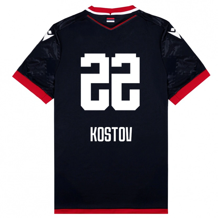 Danxen Dame Vasilije Kostov #22 Svart Rød Bortetrøye Drakt Trøye 2025/26 Skjorter T-Skjorte