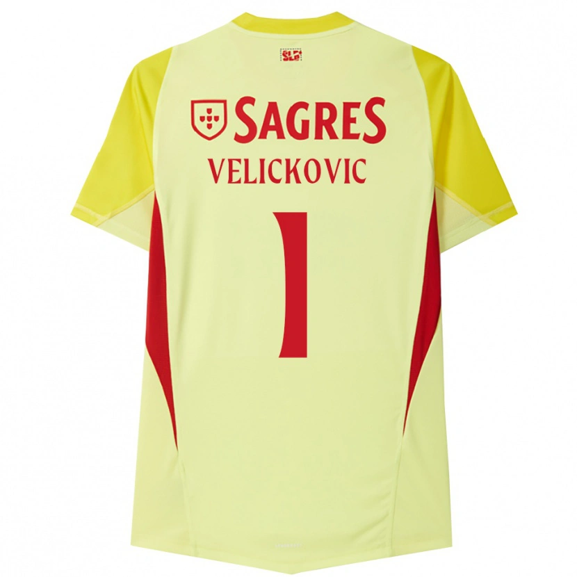 Danxen Barn Luka Veličković #1 Gul Rød Keeperdrakt 2025/26 Skjorter T-skjorte