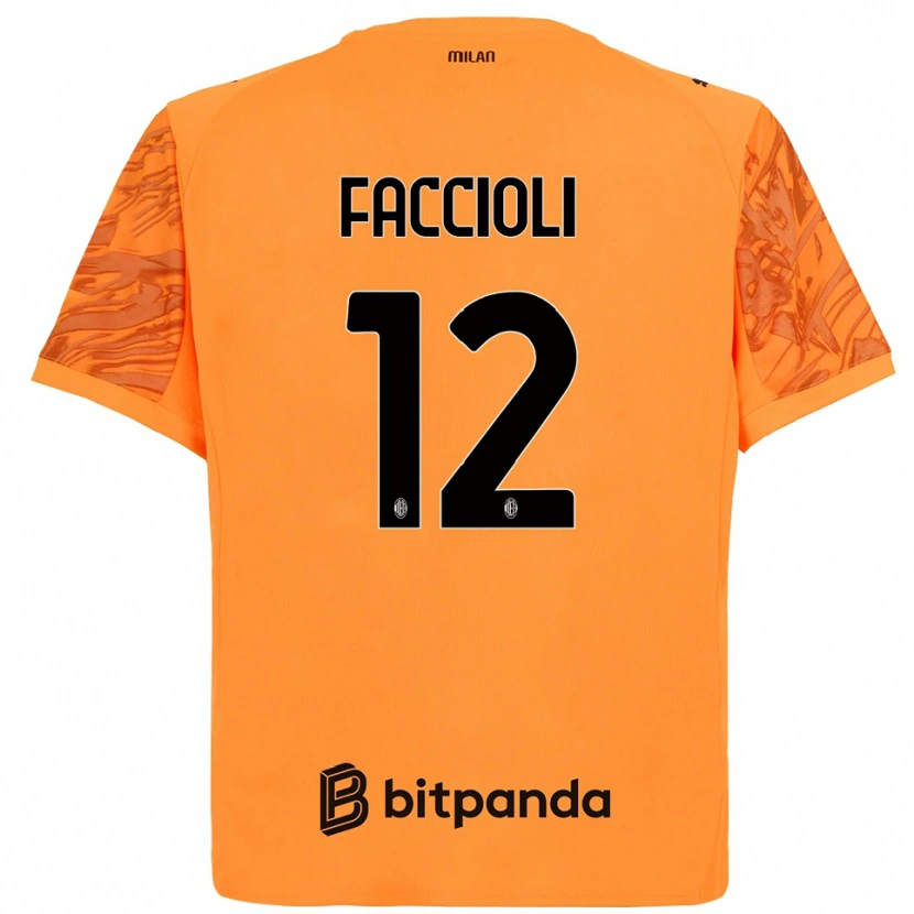 Danxen Barn Pietro Faccioli #12 Oransje Gul Svart Keeperdrakt 2025/26 Skjorter T-skjorte