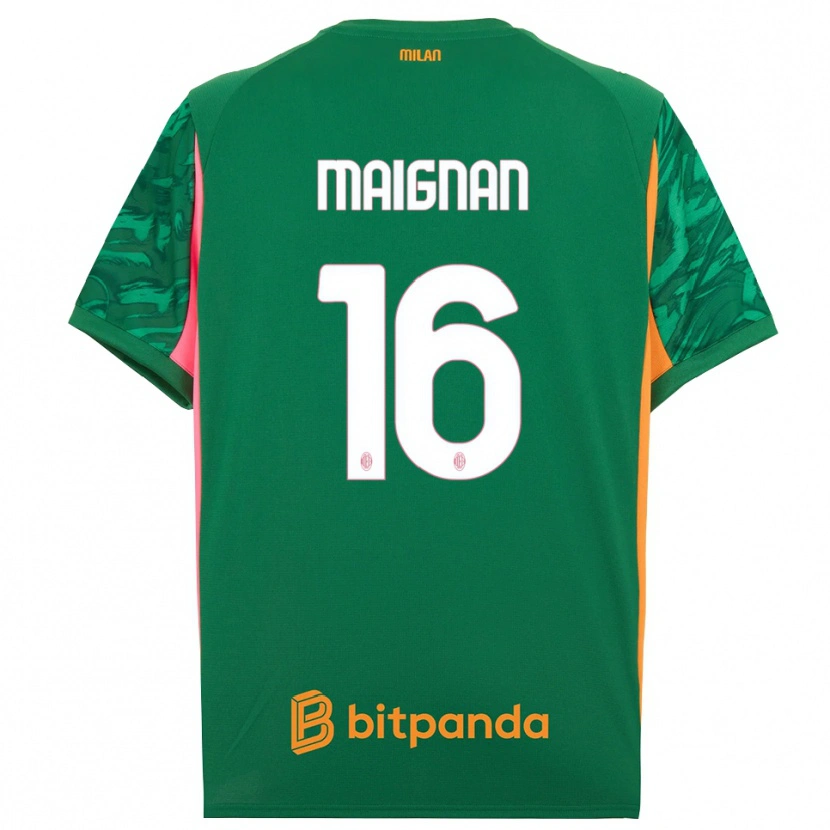 Danxen Barn Mike Maignan #16 Grønn Oransje Rosa Keeperdrakt 2025/26 Skjorter T-skjorte