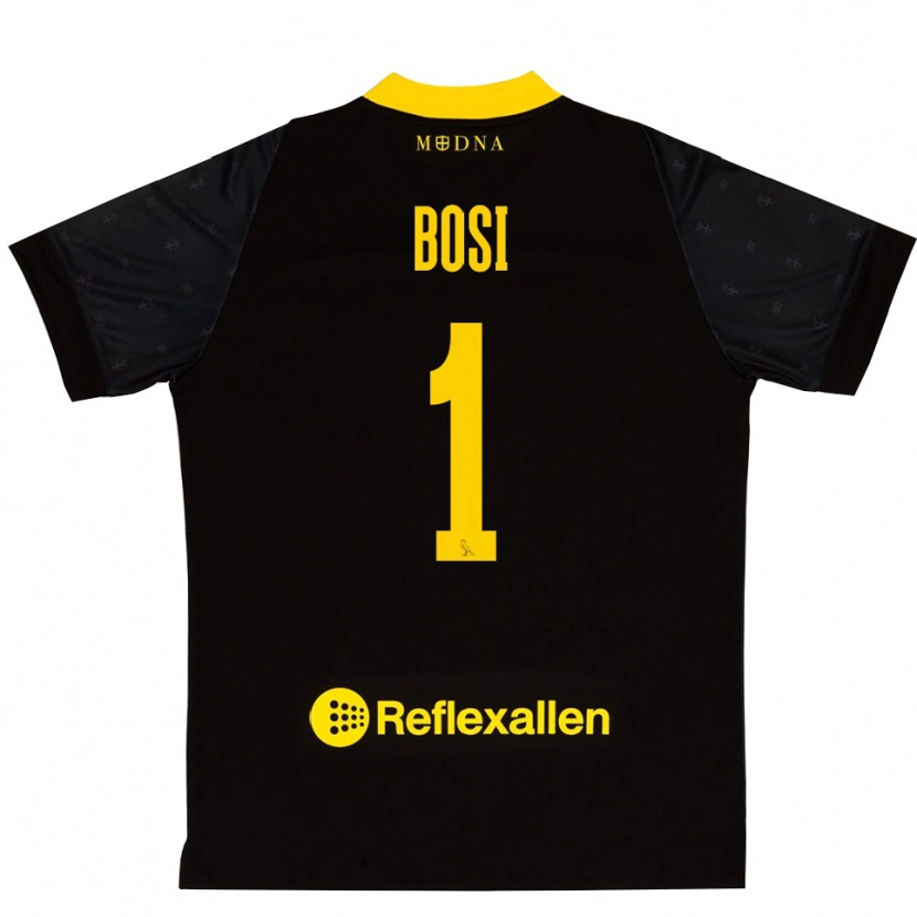 Danxen Barn Matteo Bosi #1 Svart Gul Keeperdrakt 2025/26 Skjorter T-skjorte