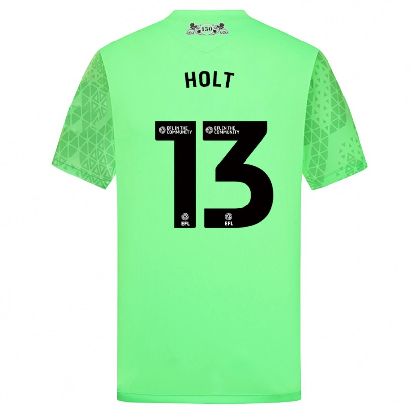 Danxen Mann Harry Holt #13 Fluorescerende Grønn Keeperdrakt 2025/26 Skjorter T-skjorte
